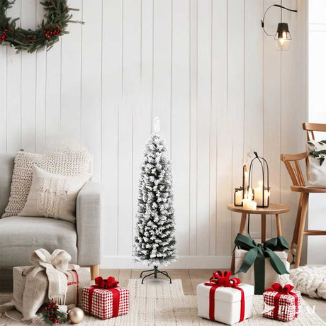 Kunstkerstboom met sneeuw smal 120 cm PVC groen - AllerleiShop