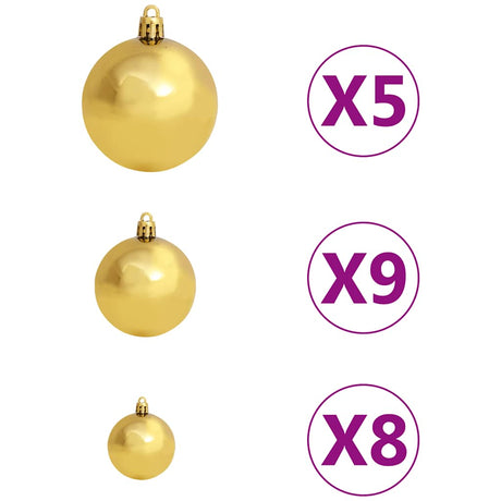 61-delige Kerstballenset met piek en 150 LED's goud en brons - AllerleiShop