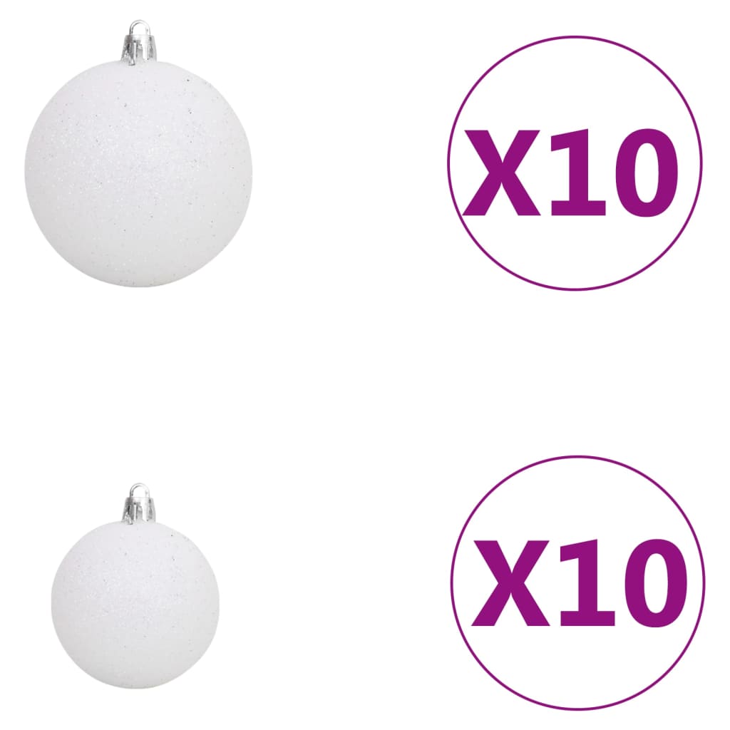 120-delige Kerstballenset met piek en 300 LED's wit en grijs - AllerleiShop