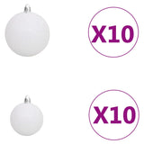 120-delige Kerstballenset met piek en 300 LED's wit en grijs - AllerleiShop