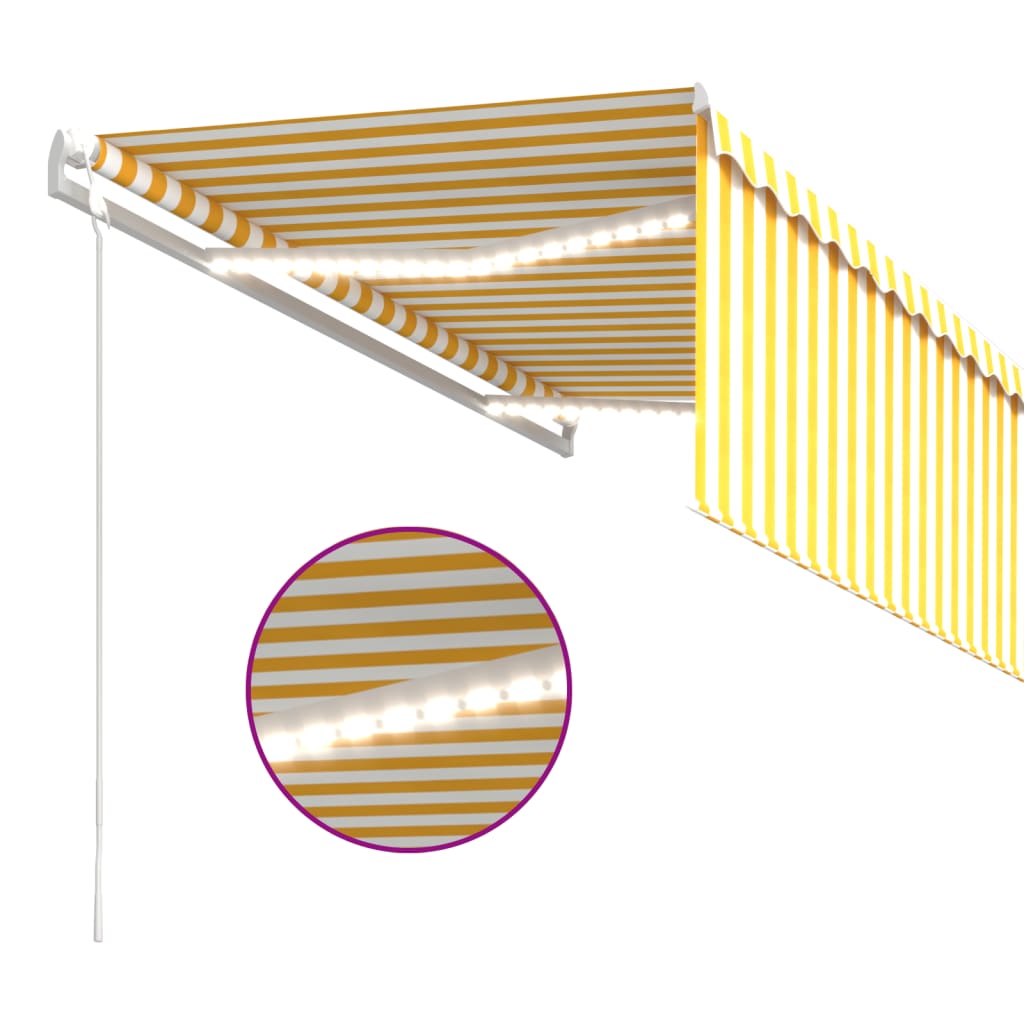 Luifel automatisch met gordijn LED windsensor 3x2,5 m geel wit