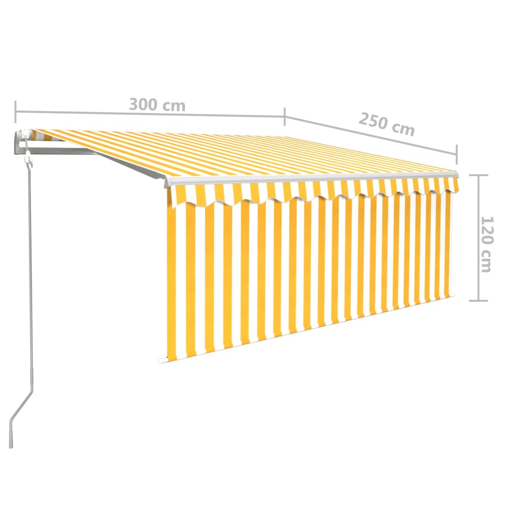 Luifel automatisch met gordijn LED windsensor 3x2,5 m geel wit