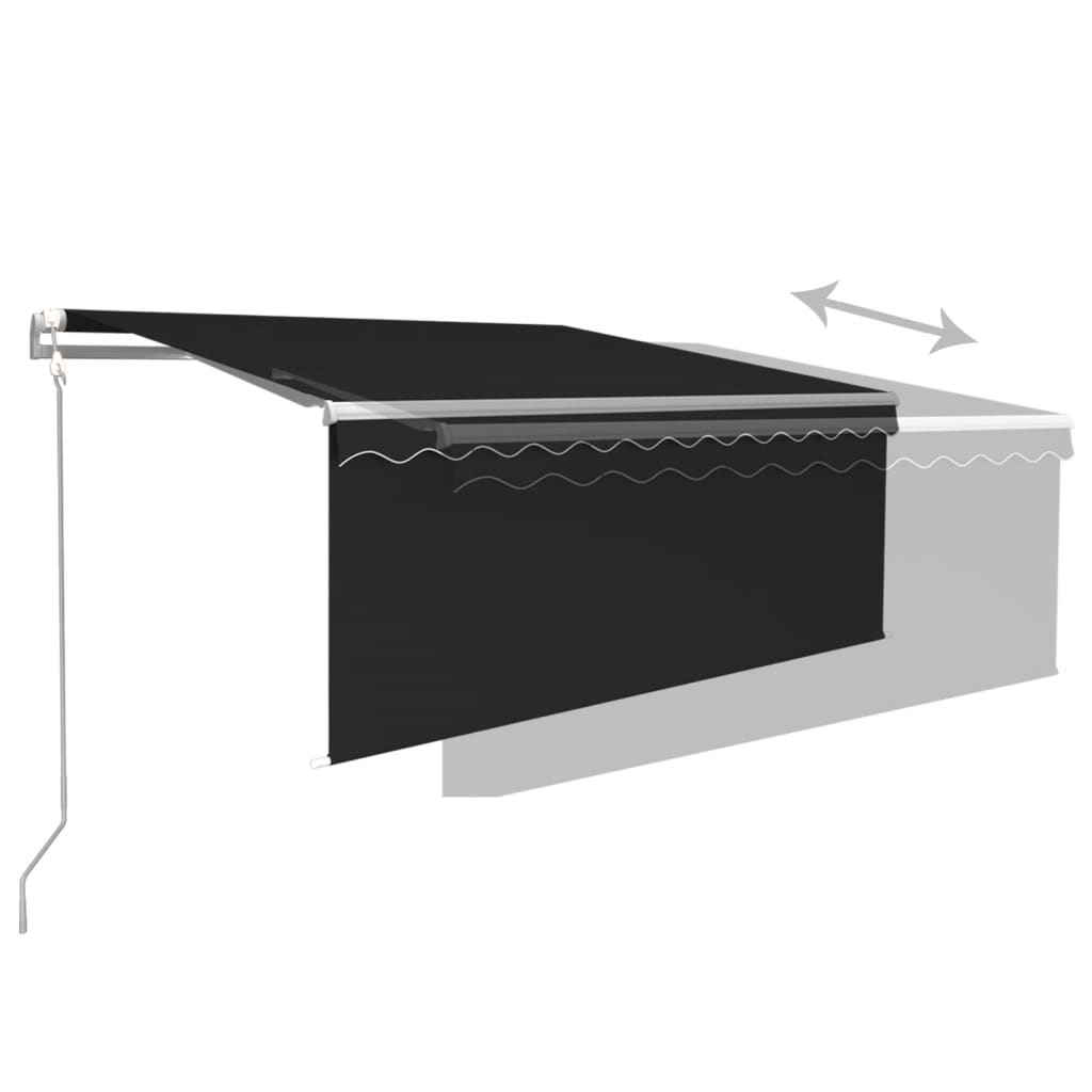 Luifel met rolgordijn, LED en windsensor 3,5x2,5 m antraciet