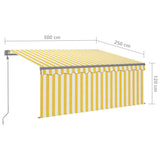 Luifel automatisch met gordijn LED windsensor 3x2,5 m geel wit