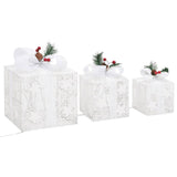 Kerstdecoratie geschenkdozen 3 st binnen/buiten wit - AllerleiShop