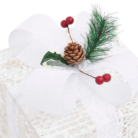 Kerstdecoratie geschenkdozen 3 st binnen/buiten wit - AllerleiShop