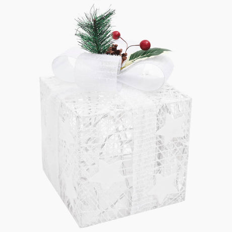 Kerstdecoratie geschenkdozen 3 st binnen/buiten wit - AllerleiShop