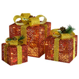 Kerstdecoratie geschenkdozen 3 st binnen/buiten rood - AllerleiShop