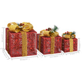 Kerstdecoratie geschenkdozen 3 st binnen/buiten rood - AllerleiShop