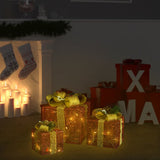 Kerstdecoratie geschenkdozen 3 st binnen/buiten rood - AllerleiShop