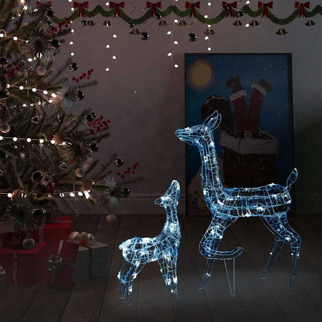 Kerstversiering rendierfamilie 160 LED's koudwit acryl - AllerleiShop