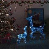 Kerstversiering rendierfamilie 160 LED's blauw acryl - AllerleiShop