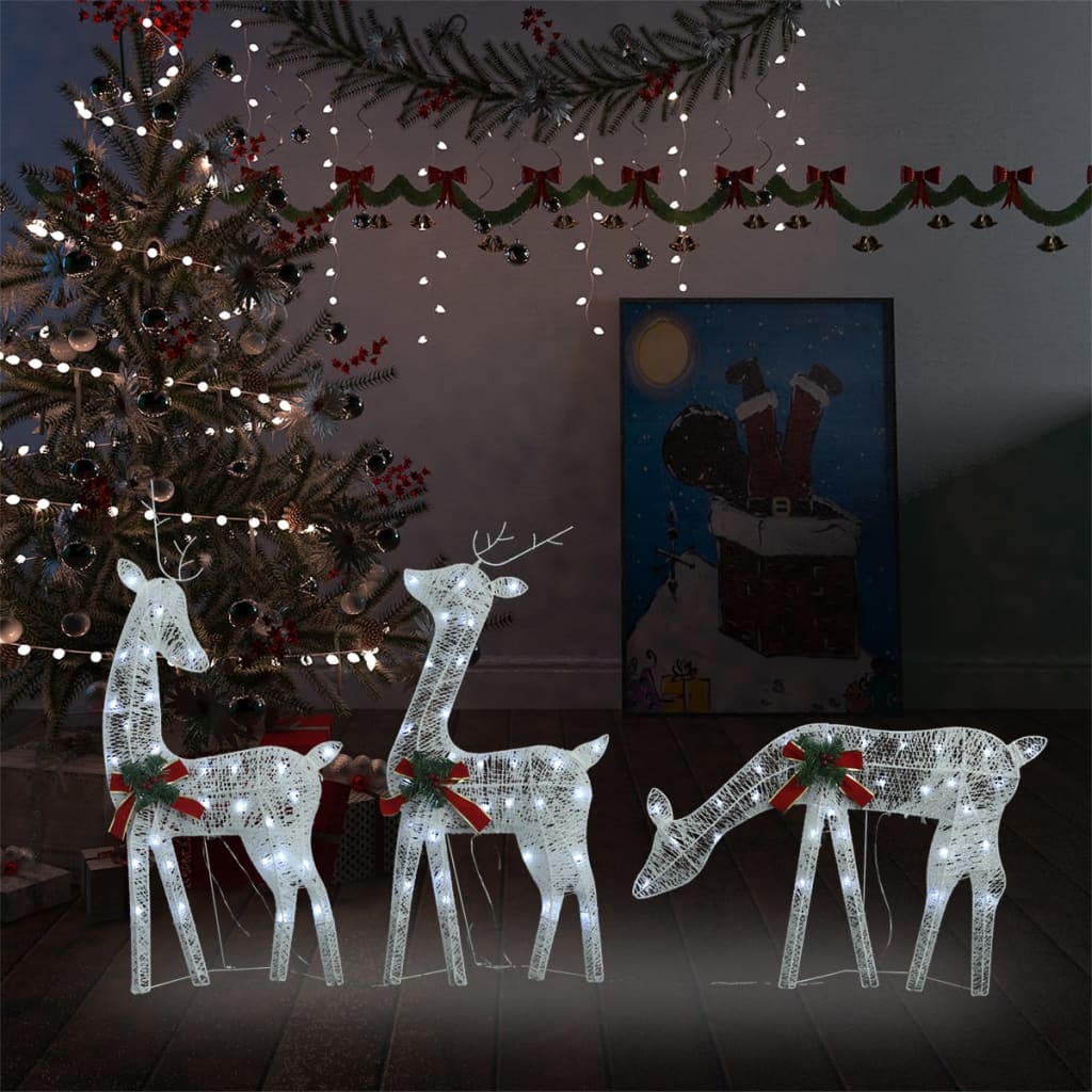 Rendierfamilie Kerstmis koudwit 270x7x90 cm mesh wit - AllerleiShop