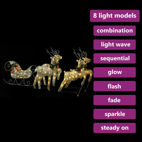 Buitenkerstversiering rendieren en slee 100 LED's goudkleurig - AllerleiShop