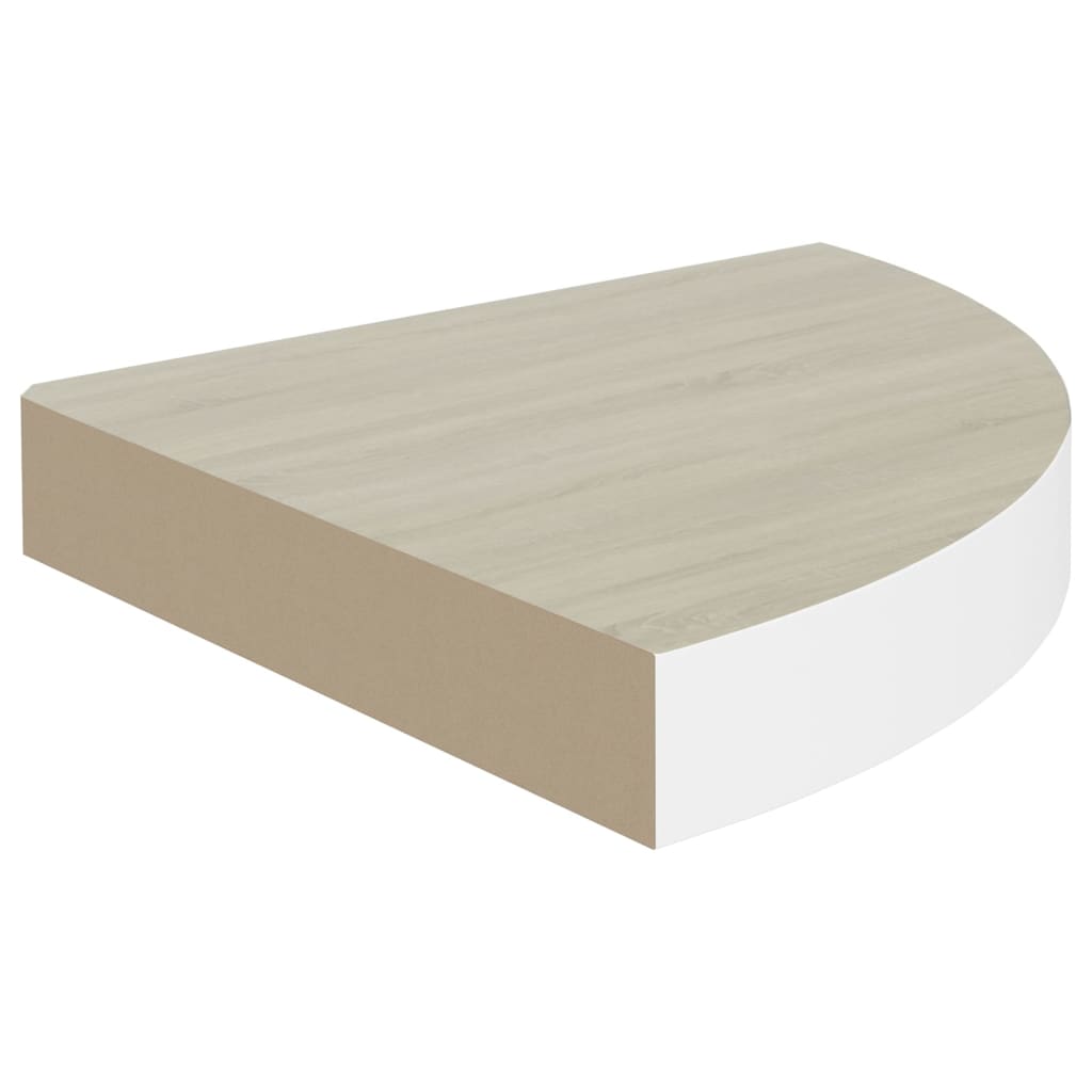 Hoekwandschap 25x25x3,8 cm MDF eikenkleurig en wit - AllerleiShop