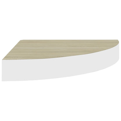 Hoekwandschap 25x25x3,8 cm MDF eikenkleurig en wit - AllerleiShop