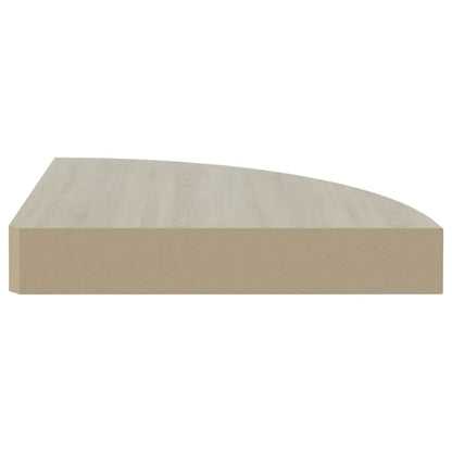 Hoekwandschap 25x25x3,8 cm MDF eikenkleurig en wit - AllerleiShop