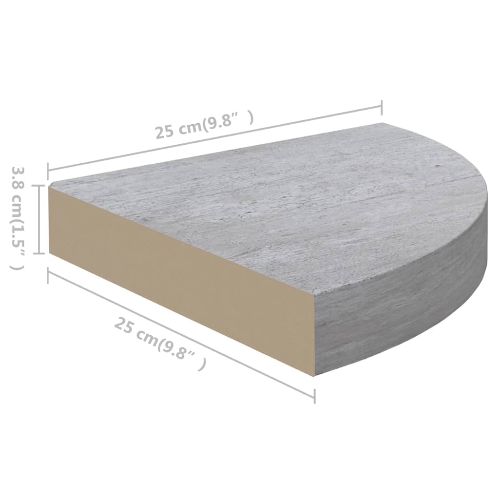 Hoekwandschap 25x25x3,8 cm MDF betongrijs - AllerleiShop