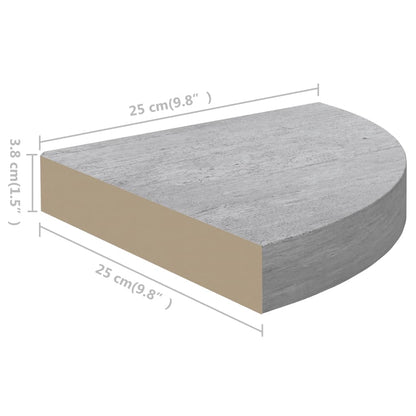 Hoekwandschappen 4 st 25x25x3,8 cm MDF betongrijs - AllerleiShop