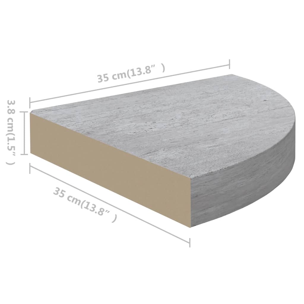 Hoekwandschap 35x35x3,8 cm MDF betongrijs - AllerleiShop