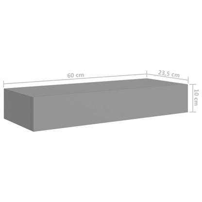 viaXL Wandschappen 2 st met lade 60x23,5x10 cm MDF grijs - AllerleiShop