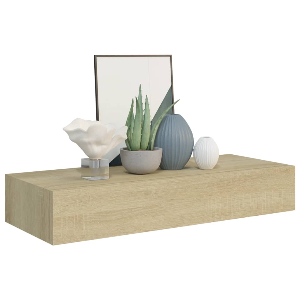 viaXL Wandschap met lade 60x23,5x10 cm MDF eikenkleurig - AllerleiShop