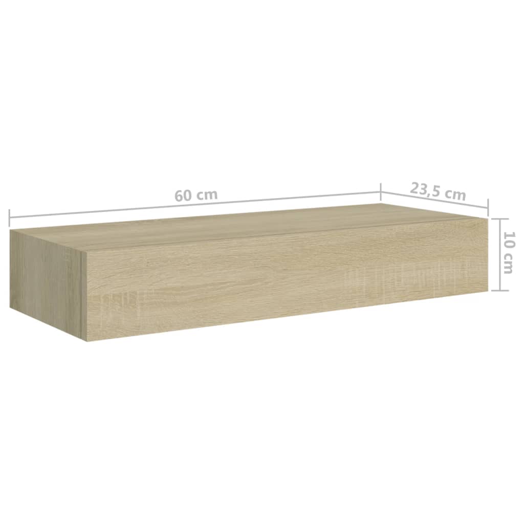 viaXL Wandschap met lade 60x23,5x10 cm MDF eikenkleurig - AllerleiShop