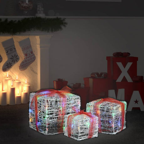 Kerstverlichting geschenkdozen 3 st decoratief acryl kleurrijk - AllerleiShop