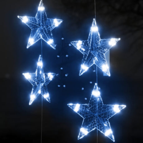 Lichtsnoergordijn sterren met 200 LED's en 8 functies blauw - AllerleiShop