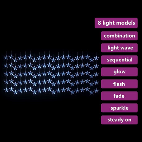 Lichtsnoergordijn sterren met 500 LED's en 8 functies blauw - AllerleiShop