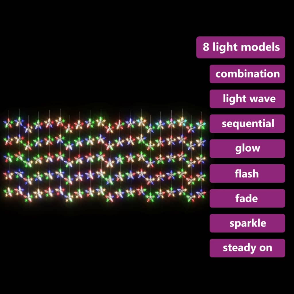 Lichtsnoergordijn sterren met 500 LED's 8 functies meerkleurig - AllerleiShop