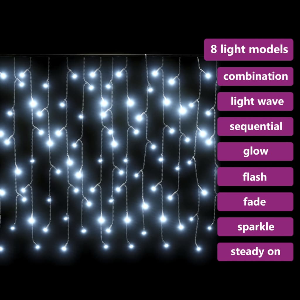 Lichtgordijn met 400 LED's en 8 functies 10 m koudwit - AllerleiShop