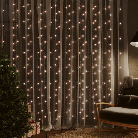 Lichtsnoergordijn met 300 LED's en 8 functies 3x3 m warmwit - AllerleiShop