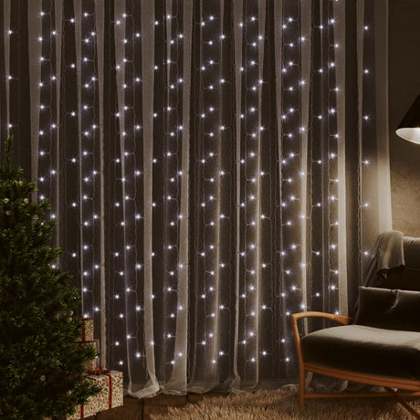 Lichtsnoergordijn met 300 LED's en 8 functies 3x3 m koudwit - AllerleiShop