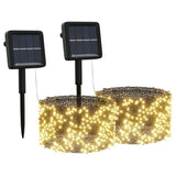 Lichtsnoeren 2 st met 2x200 LED's solar binnen/buiten warmwit - AllerleiShop