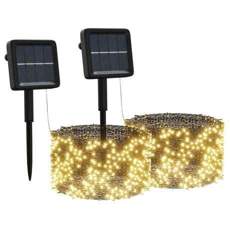 Lichtsnoeren 2 st met 2x200 LED's solar binnen/buiten warmwit - AllerleiShop