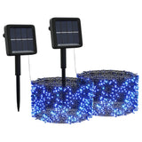 Lichtsnoeren 2 st met 2x200 LED's solar binnen/buiten blauw - AllerleiShop