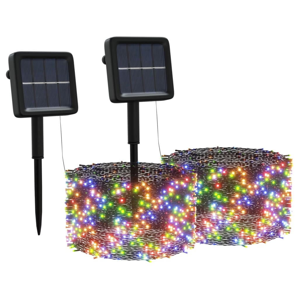 Lichtsnoeren 2 st 2x200 LED's solar binnen/buiten meerkleurig - AllerleiShop