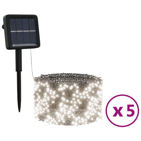 5 st Lichtslinger met 200 LED's solar binnen/buiten koudwit - AllerleiShop