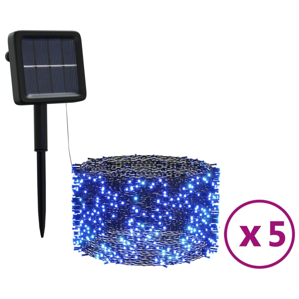 5 st Lichtslinger met 200 LED's solar binnen/buiten blauw - AllerleiShop