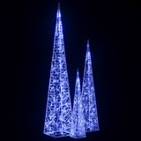 Lichtkegelset decoratief LED 60/90/120 cm acryl blauw - AllerleiShop