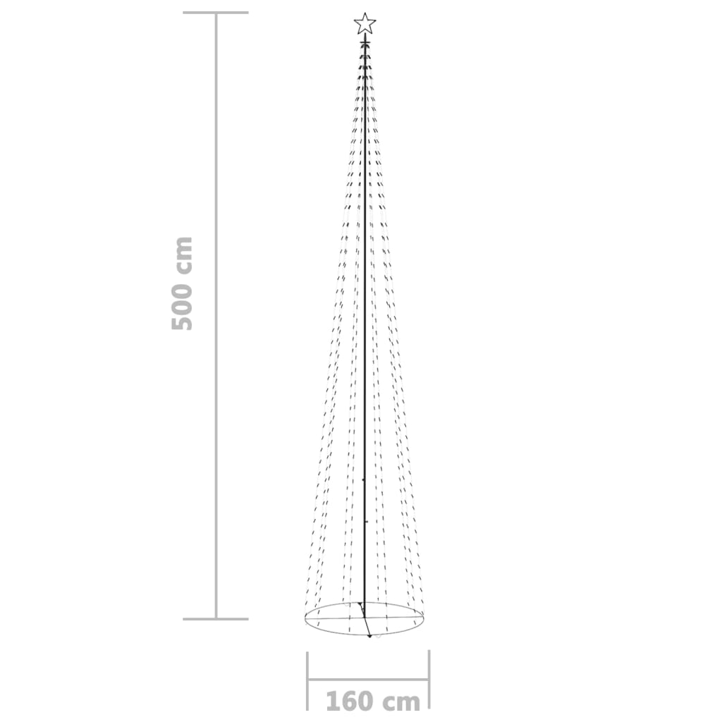 Kegelkerstboom 752 koudwitte LED's 160x500 cm - AllerleiShop