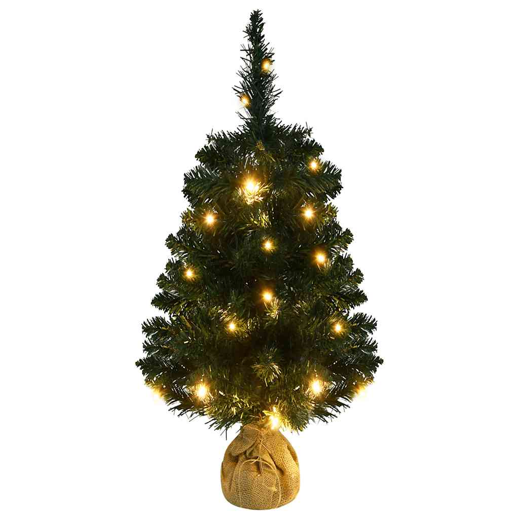 Kunstkerstboom met verlichting en standaard 90 cm PVC groen