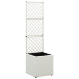 Latwerkplantenbak verhoogd met 1 pot 30x30x107 cm rattan wit