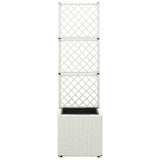 Latwerkplantenbak verhoogd met 1 pot 30x30x107 cm rattan wit