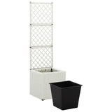 Latwerkplantenbak verhoogd met 1 pot 30x30x107 cm rattan wit