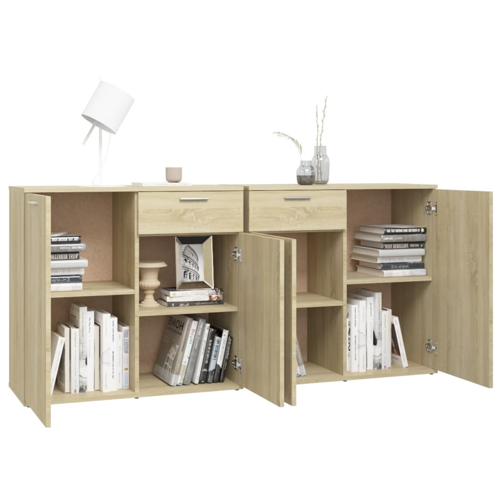 Dressoir 160x36x75 cm bewerkt hout sonoma eikenkleurig - AllerleiShop