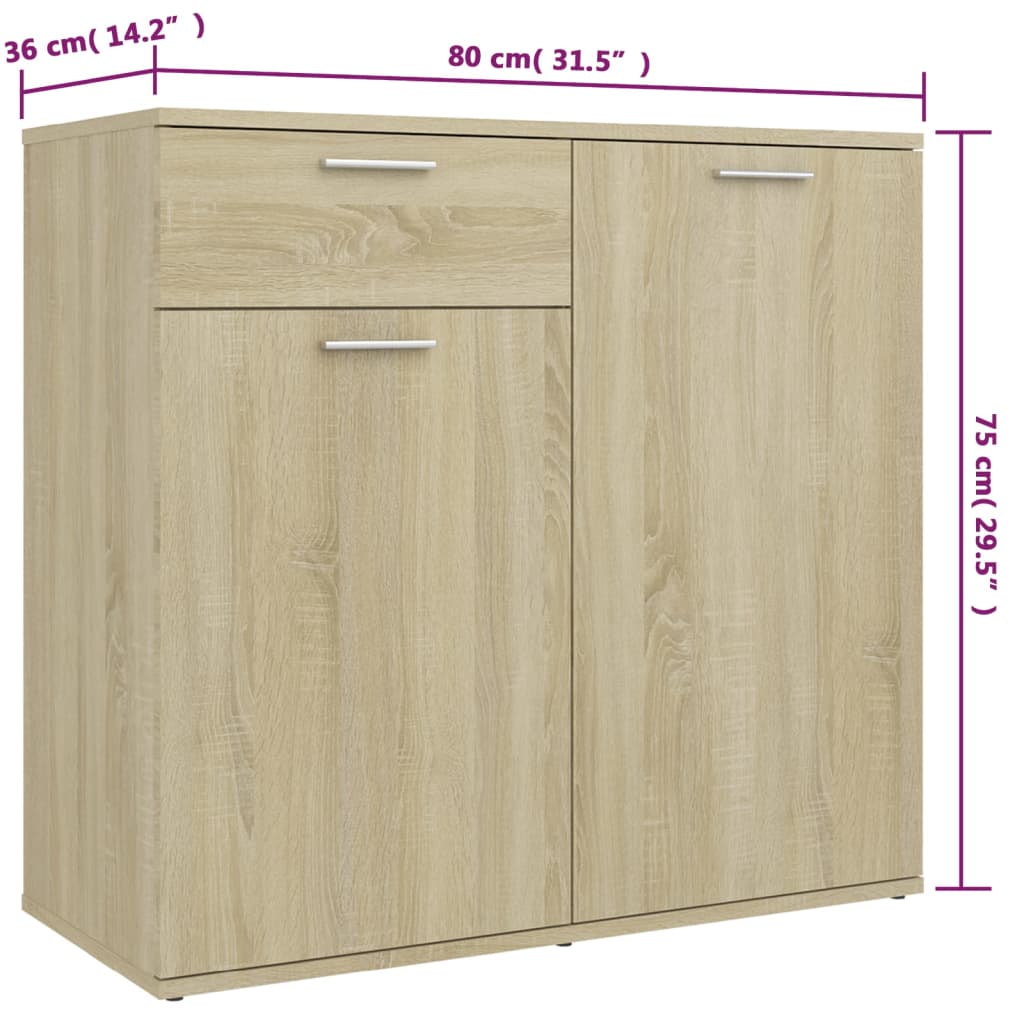 Dressoir 160x36x75 cm bewerkt hout sonoma eikenkleurig - AllerleiShop