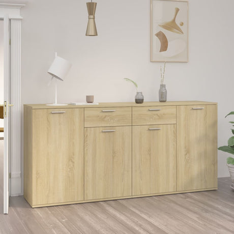 Dressoir 160x36x75 cm bewerkt hout sonoma eikenkleurig - AllerleiShop