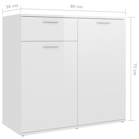 Dressoir 160x36x75 cm bewerkt hout hoogglans wit - AllerleiShop